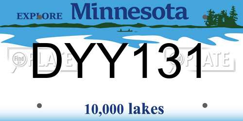 DYY131 Minnesota License Plate