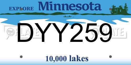 DYY259 Minnesota License Plate