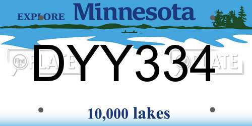 DYY334 Minnesota License Plate