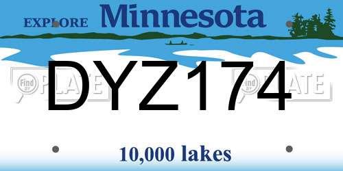 DYZ174 Minnesota License Plate