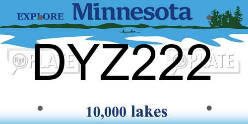 DYZ222 Minnesota License Plate
