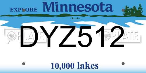 DYZ512 Minnesota License Plate