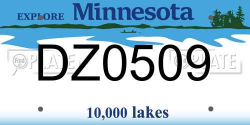 DZ0509 Minnesota License Plate