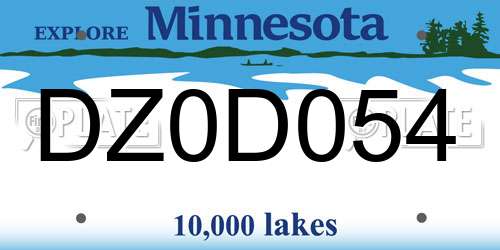 DZ0D054 Minnesota License Plate