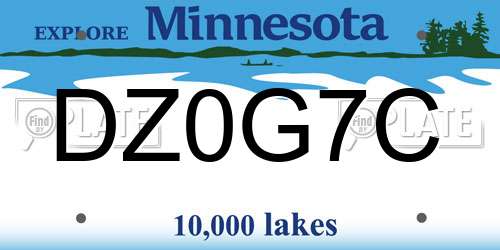 DZ0G7C Minnesota License Plate