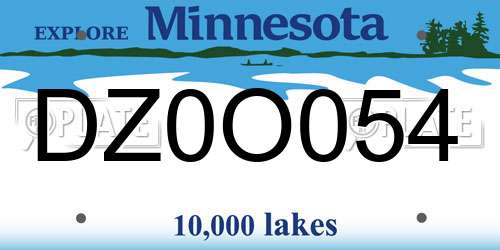 DZ0O054 Minnesota License Plate