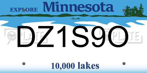 DZ1S9O Minnesota License Plate