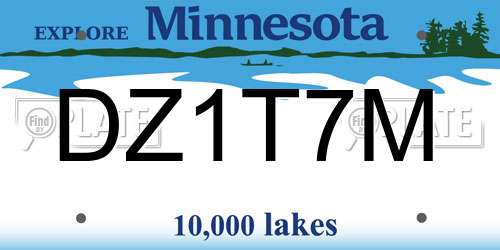 DZ1T7M Minnesota License Plate