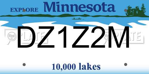 DZ1Z2M Minnesota License Plate