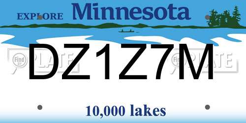 DZ1Z7M Minnesota License Plate