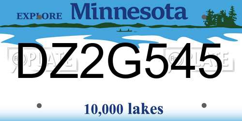 DZ2G545 Minnesota License Plate