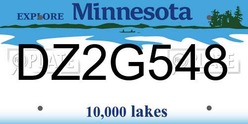 DZ2G548 Minnesota License Plate