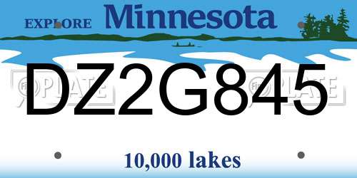 DZ2G845 Minnesota License Plate