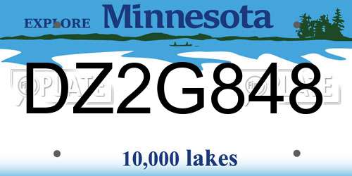 DZ2G848 Minnesota License Plate