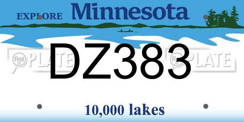 DZ383 Minnesota License Plate