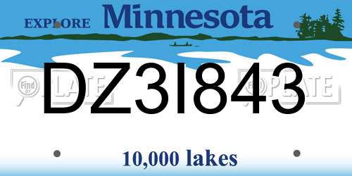 DZ3I843 Minnesota License Plate