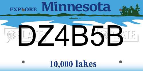 DZ4B5B Minnesota License Plate