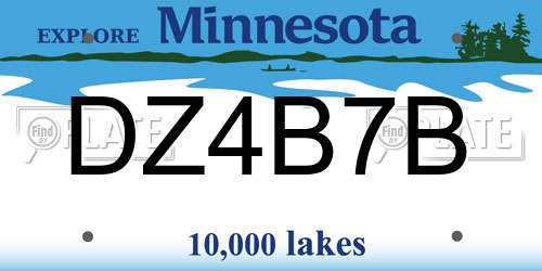 DZ4B7B Minnesota License Plate