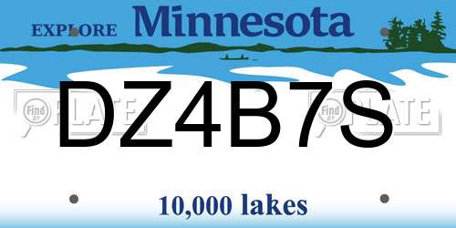 DZ4B7S Minnesota License Plate
