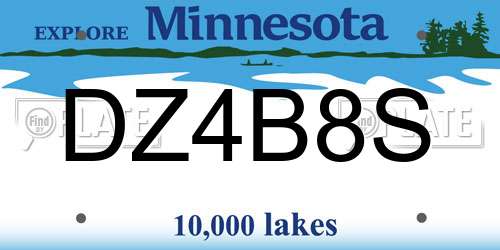 DZ4B8S Minnesota License Plate