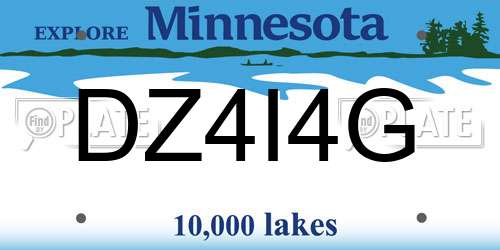 DZ4I4G Minnesota License Plate