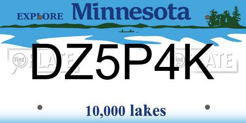 DZ5P4K Minnesota License Plate