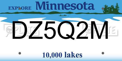 DZ5Q2M Minnesota License Plate