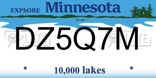 DZ5Q7M Minnesota License Plate