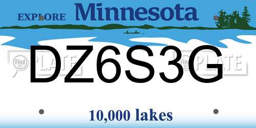 DZ6S3G Minnesota License Plate