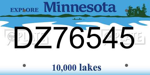 DZ76545 Minnesota License Plate