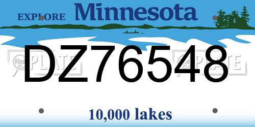 DZ76548 Minnesota License Plate