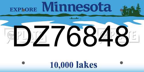 DZ76848 Minnesota License Plate