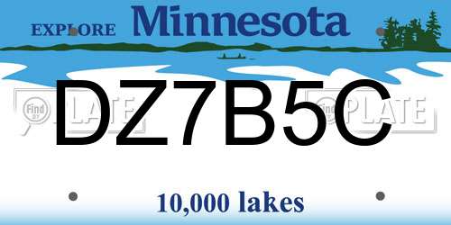 DZ7B5C Minnesota License Plate