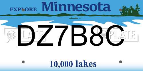 DZ7B8C Minnesota License Plate