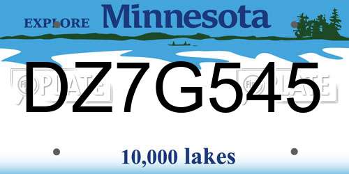 DZ7G545 Minnesota License Plate