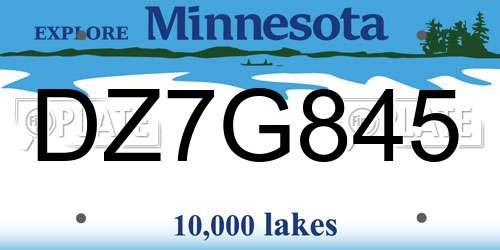 DZ7G845 Minnesota License Plate
