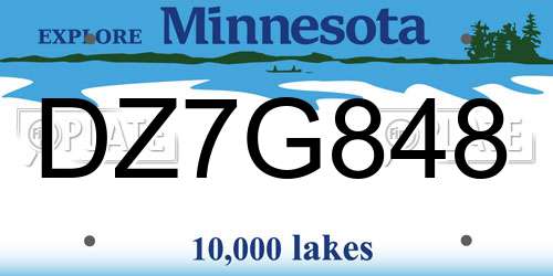 DZ7G848 Minnesota License Plate