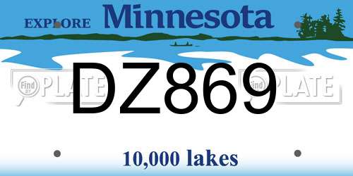 DZ869 Minnesota License Plate