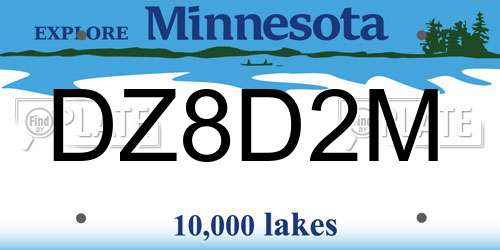 DZ8D2M Minnesota License Plate