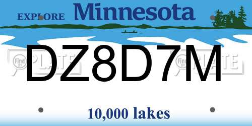 DZ8D7M Minnesota License Plate