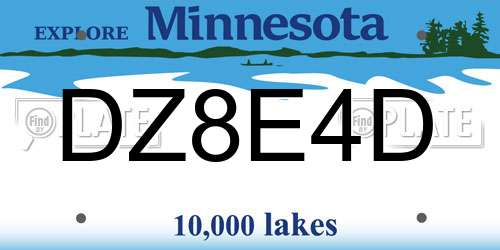 DZ8E4D Minnesota License Plate