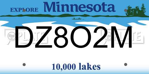 DZ8O2M Minnesota License Plate