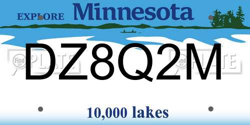 DZ8Q2M Minnesota License Plate