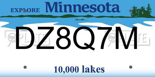 DZ8Q7M Minnesota License Plate