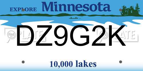 DZ9G2K Minnesota License Plate