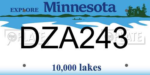 DZA243 Minnesota License Plate