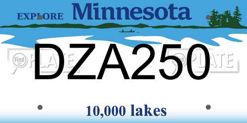 DZA250 Minnesota License Plate