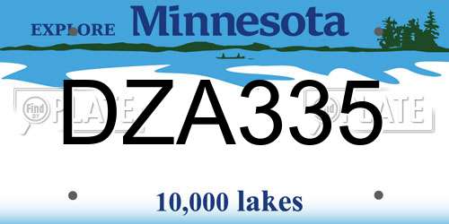 DZA335 Minnesota License Plate