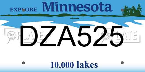 DZA525 Minnesota License Plate