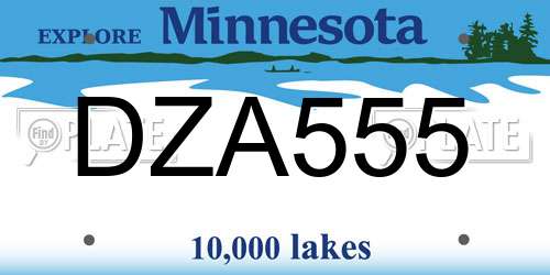 DZA555 Minnesota License Plate